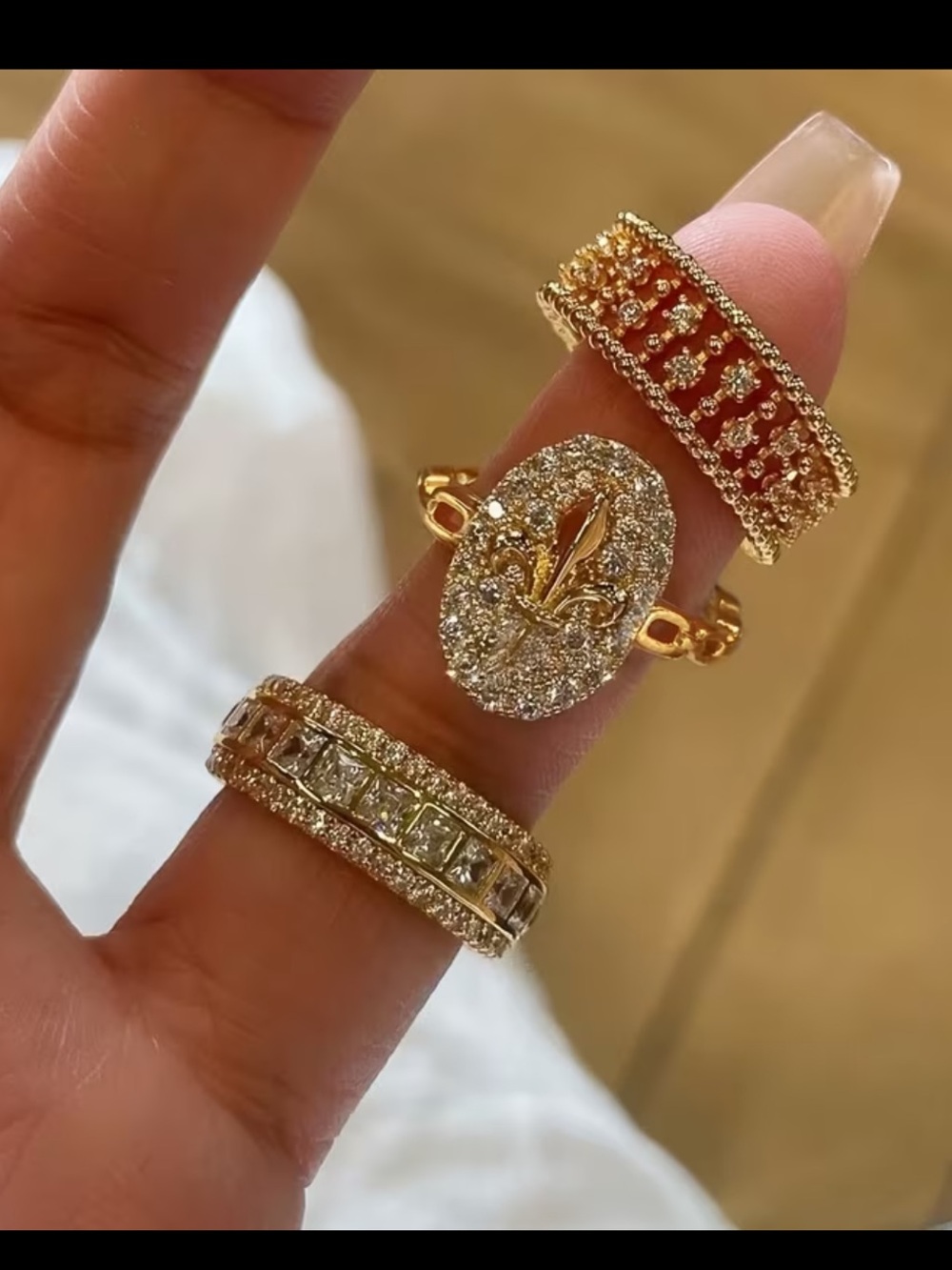 Affordable Fashion Finds Gold Tone Pave & Crown Stackable Rings